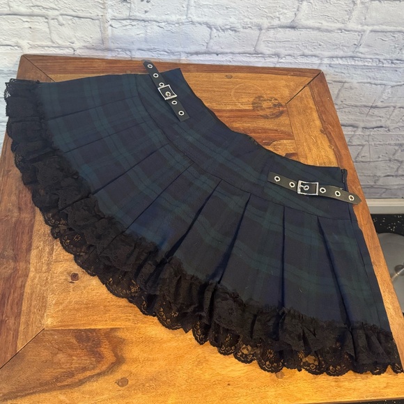 Widow Midnight Study Plaid Pleated Mini Skirt - Picture 1 of 6